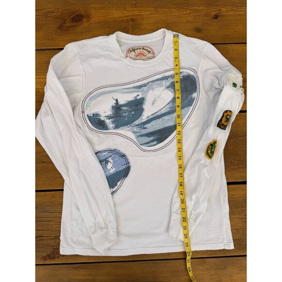 California Vintage Heritage Long Sleeve T-Shirt Surf Print & Embroidered Patches - Picture 4 of 7